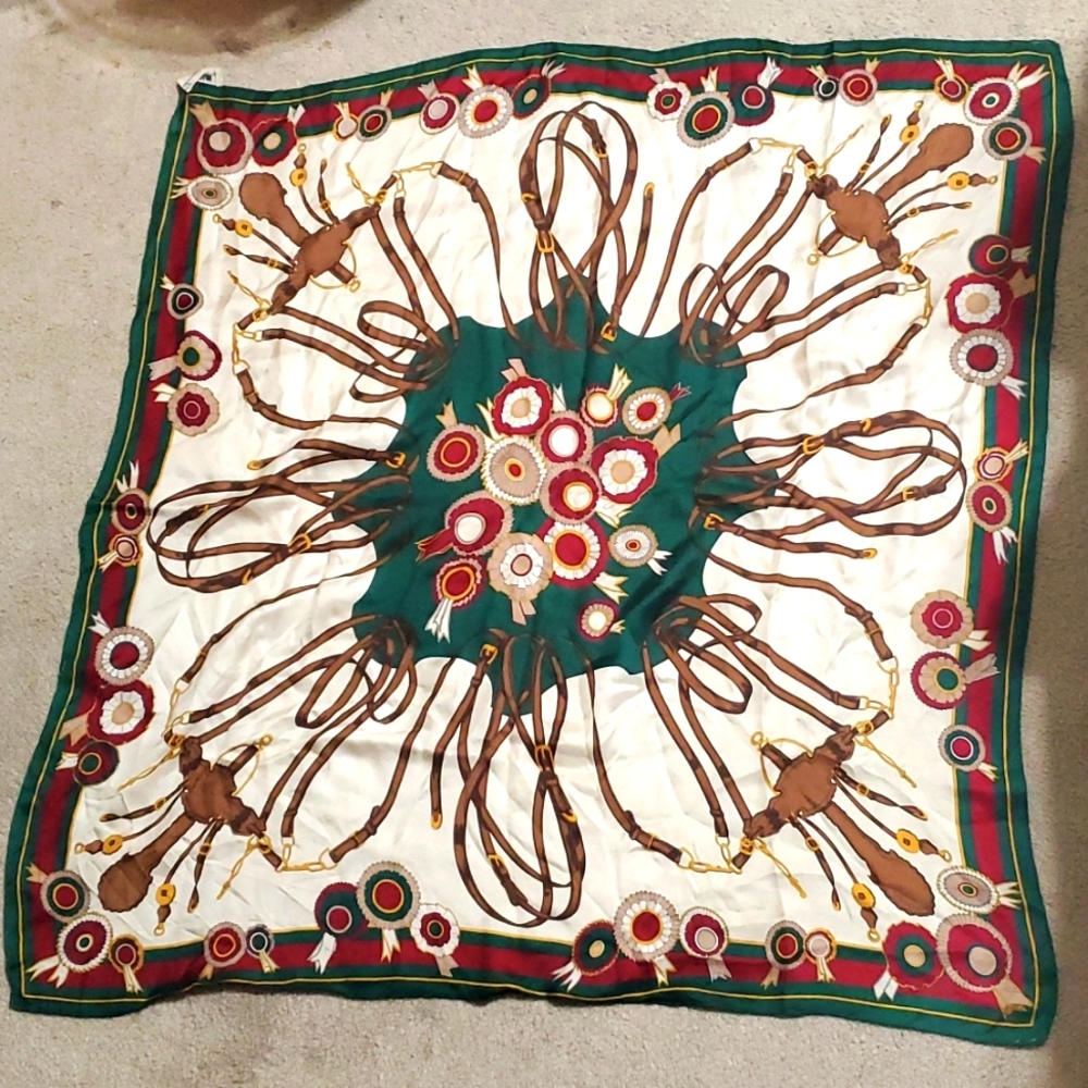 Ginnie Johansen 100% Silk Scarf Equestrian Horse